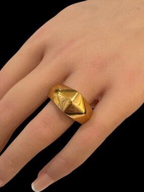 Gold Tone Geometric Ring By Lia Sophia Size 7 Polished Finish Modern Statement